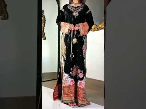 ETHNC Luxury Floral Embroidered Kaftan – Pure Viscose Raw Silk | Ready to Wear - TC-1788