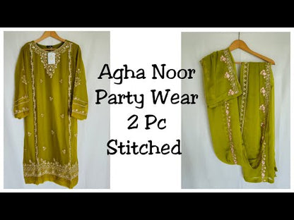 Agha Noor 2Pc (Stitched) Bamber Pure Chiffon Heavily Embroidered - TC-920