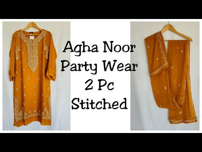 Agha Noor 2Pc (Stitched) Bamber Pure Chiffon Heavily Embroidered - TC-924