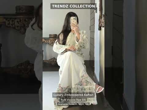 ETHNC Luxury Floral Embroidered Kaftan – Pure Viscose Raw Silk | Ready to Wear - TC-1762
