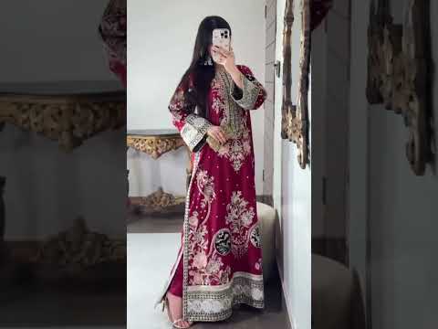 ETHNC Luxury Floral Embroidered Kaftan – Pure Viscose Raw Silk | Ready to Wear - TC-1795