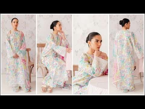 Afrozeh Vanilla-The Floral Charm Lawn V-1 '2024 - TC-751