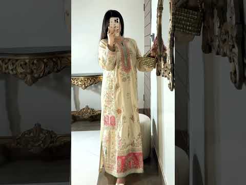 ETHNC Luxury Floral Embroidered Kaftan – Pure Viscose Raw Silk | Ready to Wear - TC-1797