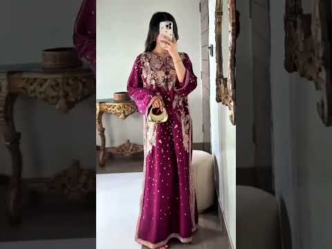 ETHNC Luxury Floral Embroidered Kaftan – Pure Viscose Raw Silk | Ready to Wear - TC-1796