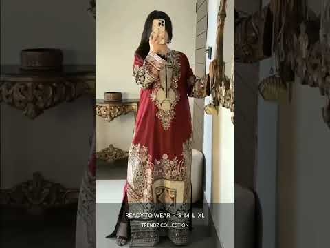 ETHNC Luxury Floral Embroidered Kaftan – Pure Viscose Raw Silk | Ready to Wear - TC-1763