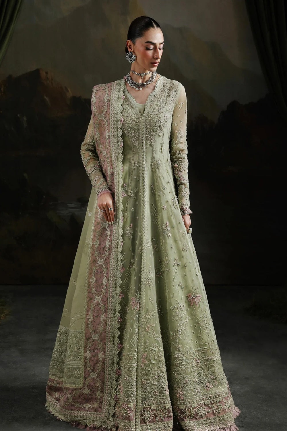 Qalamkar - Elirah Luxury Wedding Formal'26 MF-02 SAGE AURA - TC-1762