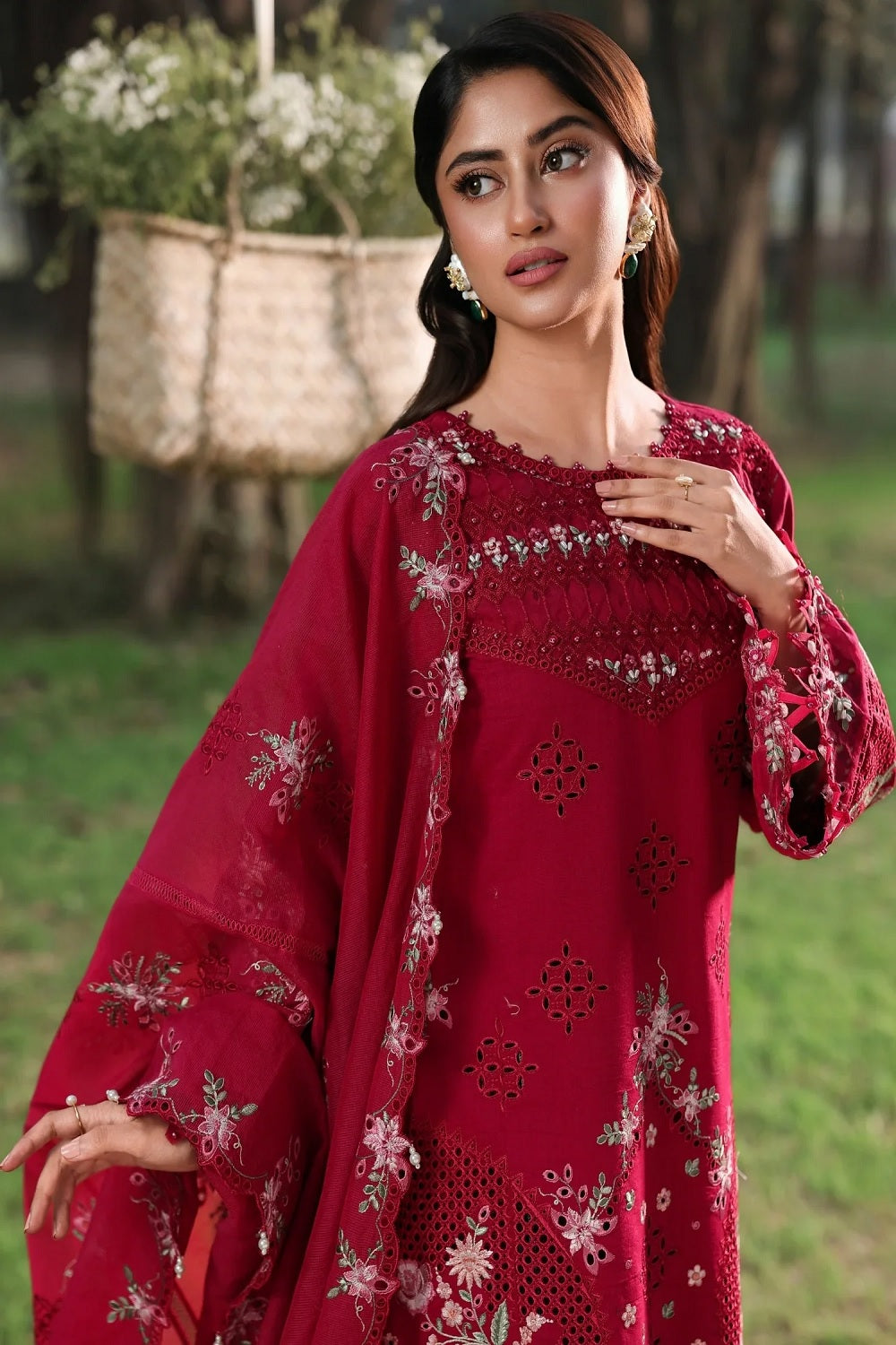 Sardinia TALES OF PETALS Luxury Lawn'26 - FLORAL FUCHSIA - TC-1576