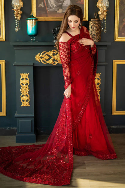 Shazia Kiyani Luxury Wedding Saree -RED GLAM - TC-1374