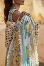 Crimson X Saira Shakira Luxury Lawn - D2 A Sicilian Summer A Aqua - TC-122