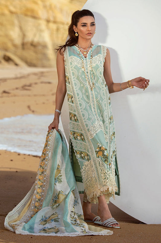 Crimson X Saira Shakira Luxury Lawn - D2 A Sicilian Summer A Aqua - TC-122