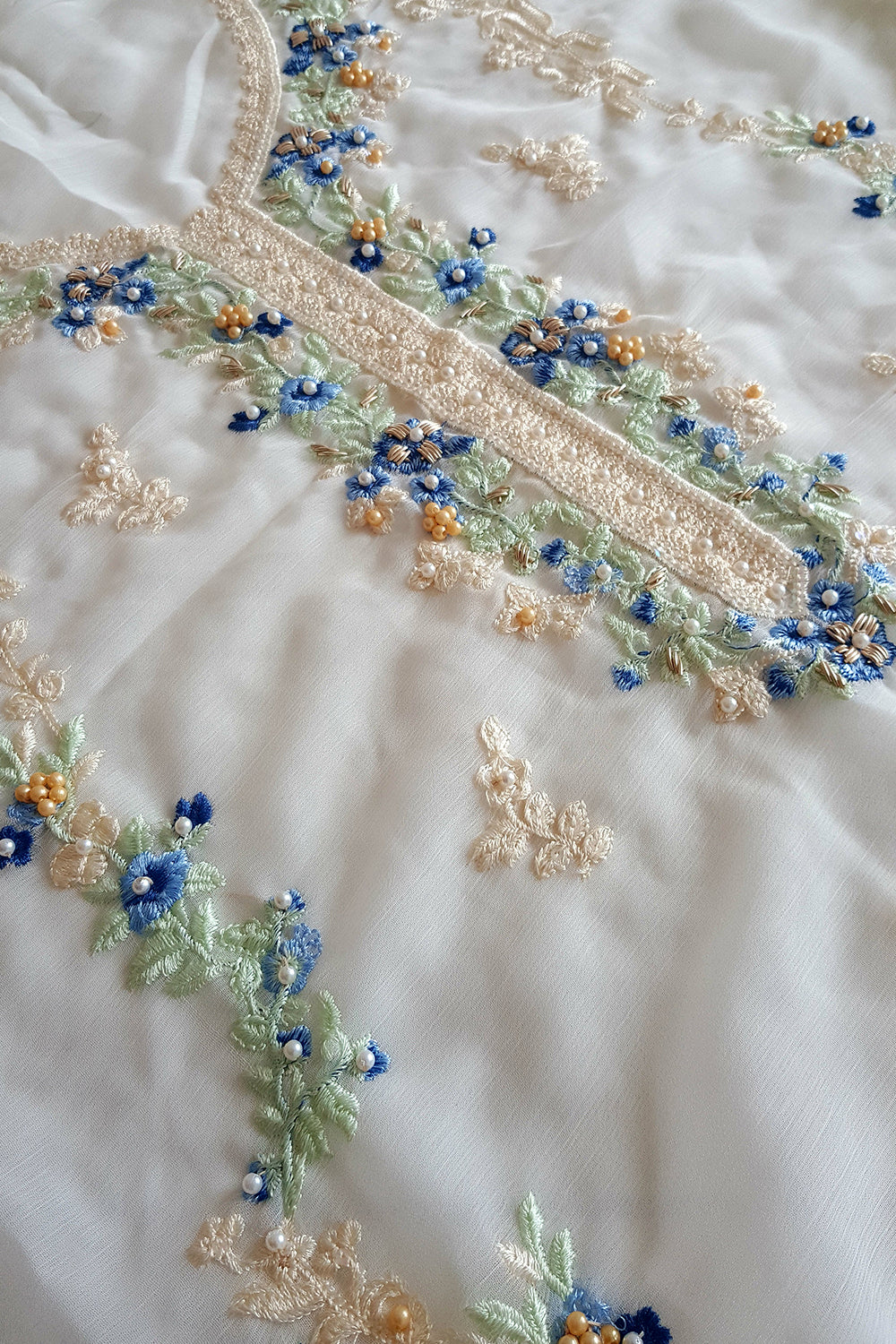 Agha Noor Heavily Embroidered - 3Pcs  Unstitch Semi Pure Chiffon - TC-184