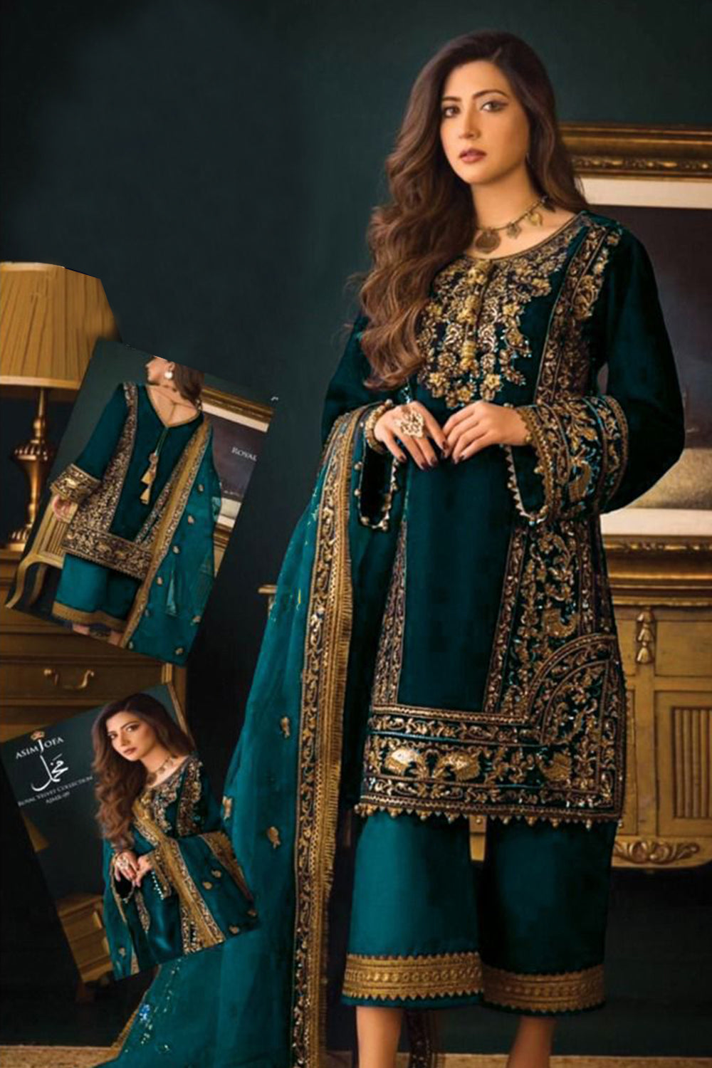 Asim Jofa Peacock Velvet