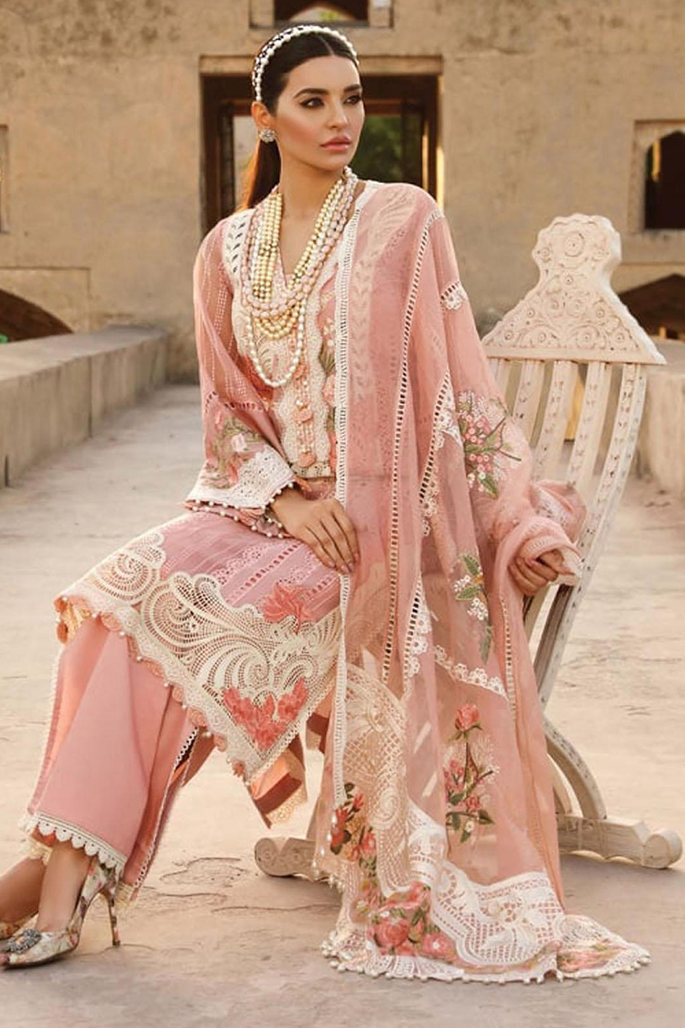 Crimson Luxury Lawn by Saira Shakira - Rose - TC-90