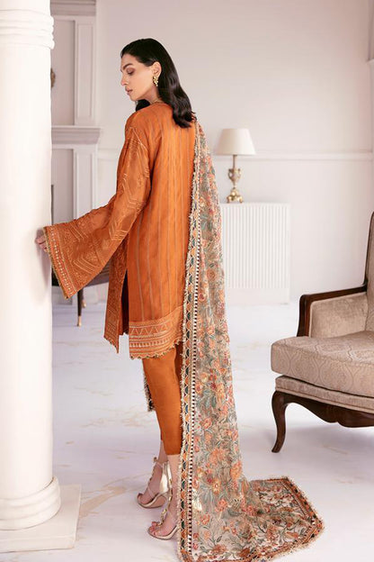 Baroque Chantelle Embroidered Chiffon 3 Piece Suit BQ-08 Crystal Sugar - TC-152