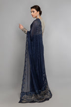 Maria B Wedding Collection 2025 - Saree - Ink Blue and Coffee - BDS-2004 - TC-218