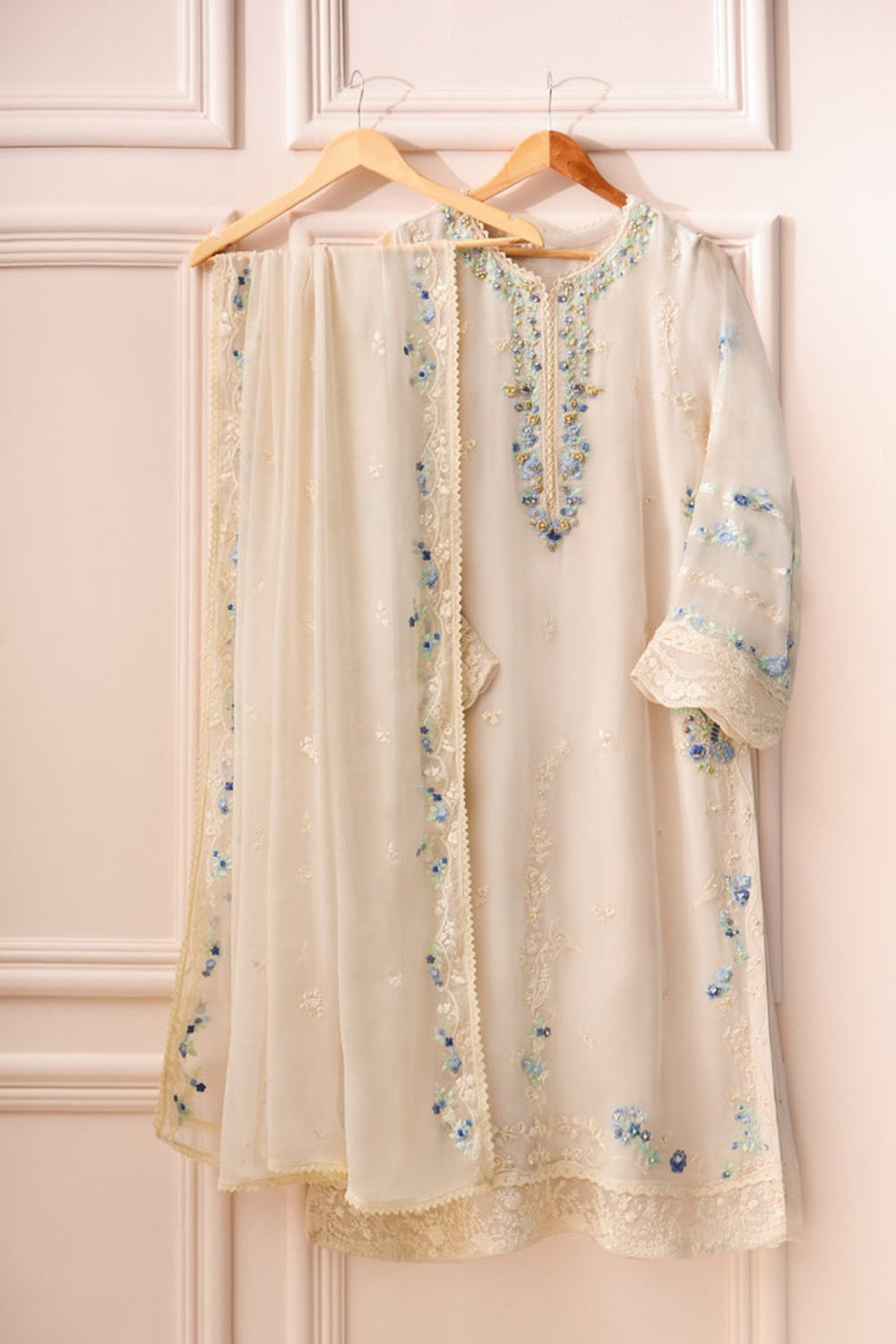 Agha Noor Heavily Embroidered - 3Pcs  Unstitch Semi Pure Chiffon - TC-184