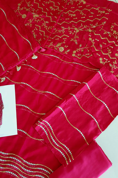 Sania Maskatiya - Zeny - Rosa Bagh 22 - FL-22-71-Fuschia - 3 Pc Chiffon Sari - TC-296