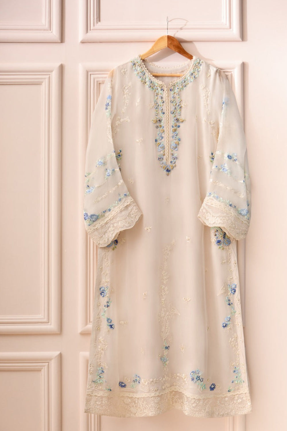 Agha Noor Heavily Embroidered - 3Pcs  Unstitch Semi Pure Chiffon - TC-184