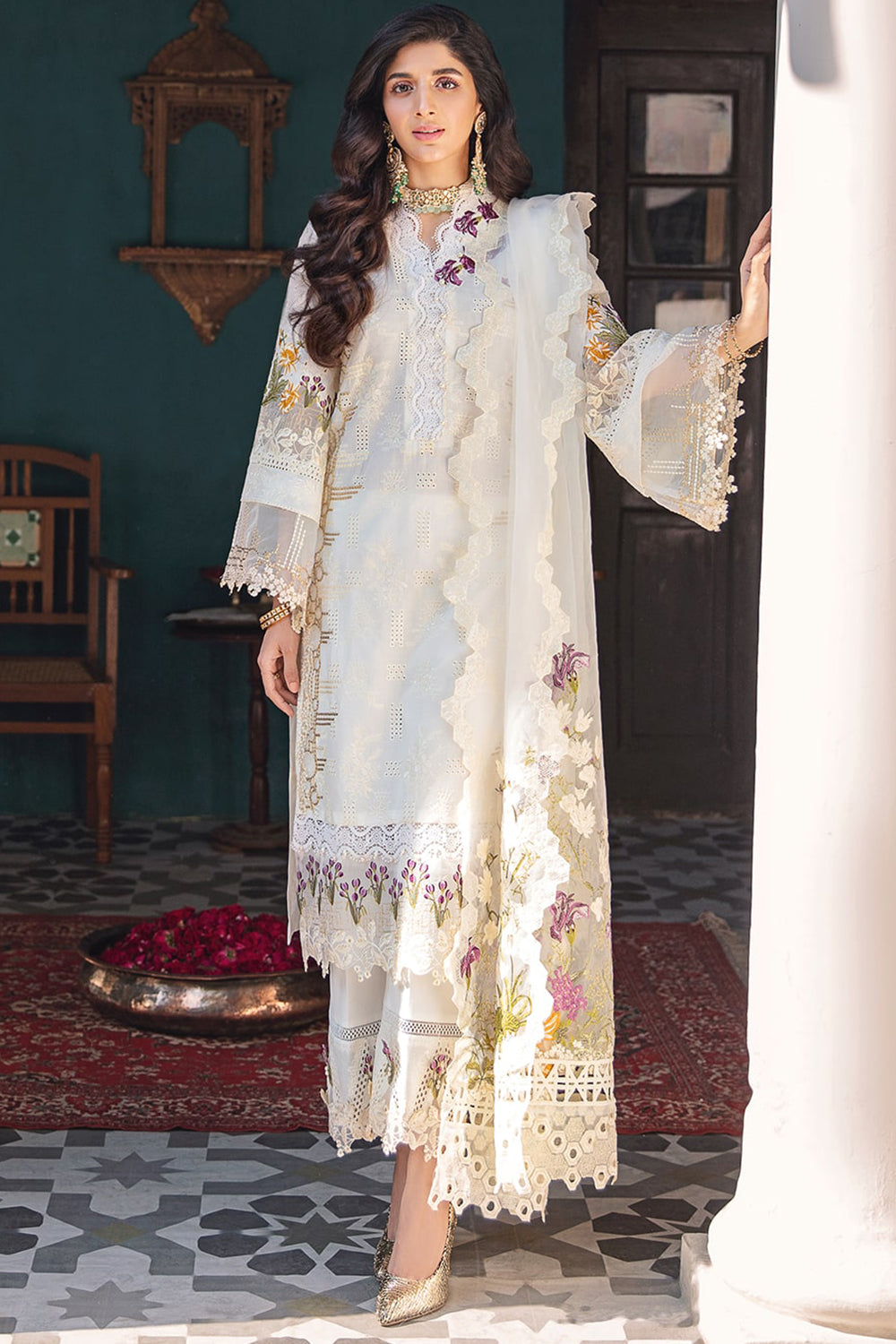 Elaf Festive Chikankari Collection 2024 - EFC 6A- Crystal - TC-125